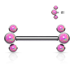 Pair of 14G Implant Grade Titanium Threaded Opal Nipple Barbells. Nipple Piercing. Nipple Jewelry. Nipple Barbells