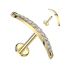 16g Internally Threaded Titanium 6mm 8mm Flat Back Curved Cartilage Earrings Studs for Cartilage