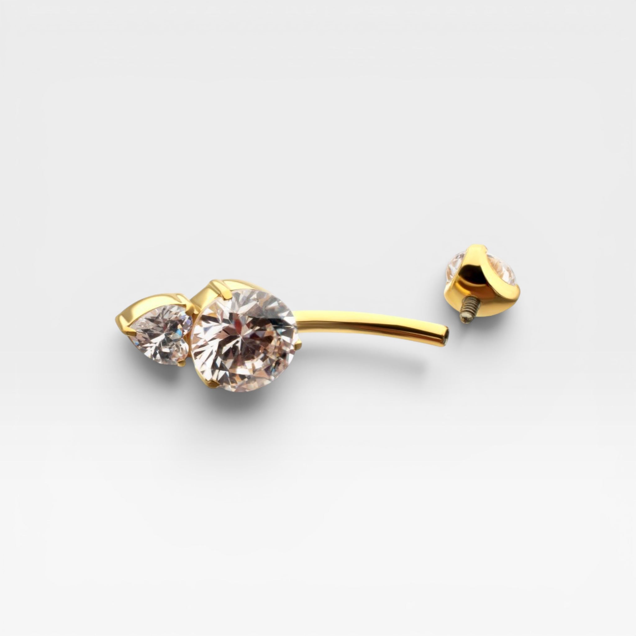 Luxe Drop Heart Gem Titanium Belly Button Ring