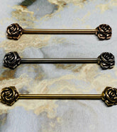 14G Plain Rose Industrial Barbell. Industrial Bar. Industrial Piercing. Industrial Jewelry