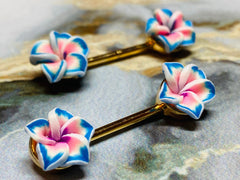 A set of Hawaiian Plumeria Flower Nipple Barbell