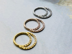 16G High Quality Precision Set Hinged Double Line CZs Septum Rings. Septum Piercings. Septum Jewelry. Septum Ring. Septum Clicker.