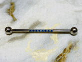 14G Silver Industrial Barbell with Sparkling Blue Stones. 38mm Length. Industrial Piercing. Industrial Bar. Ear Piercing. Body Jewelry