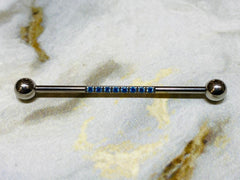 14G Silver Industrial Barbell with Sparkling Blue Stones. 38mm Length. Industrial Piercing. Industrial Bar. Ear Piercing. Body Jewelry