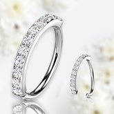 Silver 8MM 10MM Single Line Sparkling Stones Bendable Nose Hoop. Cartilage Hoop. Tragus Hoop. Helix Piercing. Nose Piercing. Nose Ring.