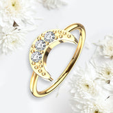 Gold Dainty Crescent Moon with Clear Stones Bendable Hoop for Nose Cartilage Tragus Piercings.