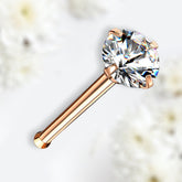 20G Prong Setting Clear Round Gem Top Rose Gold Nose Stud with Ball. Nose Stud. Nose Piercing.