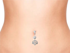 Silver Heart and Infinity Dangling Belly Button Ring
