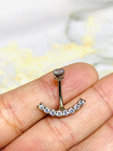 14G Silver Sparkling Crystal Curved Line with Internally Threaded Top Belly Button Ring. Belly rings. Belly Piercing. Navel Piercing.