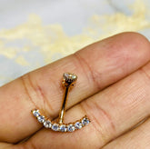 14G Rose Gold Sparkling Crystal Curved Line with Internally Threaded Top Belly Button Ring. Belly rings. Belly Piercing. Navel Piercing.