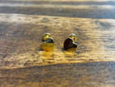 14K Real Gold Dainty Plain Heart Screw Back Earrings