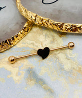 14G Rose Gold Stainless Steel Plain Heart 38MM Industrial Barbell.Industrial Piercing. Body Jewelry. Ear Piercing. Ear Barbell.