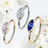 Dainty Marquise Stone Bezel Setting Bendable Hoop for Nose Cartilage Tragus Piercing. Nose Ring. Cartilage Piercing.