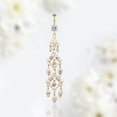 14G Gold Dangling Sparkling Chandelier Belly Button Ring