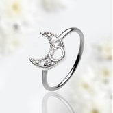 20G Silver Clear Gem Crescent Moon Bendable Nose Hoop Cartilage Hoop Ring