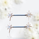 Pair of 14G Rose Gold Clear Gem Star Nipple Barbell