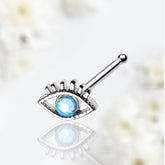 20G Silver Blue Gem Evil Eye Nose Stud