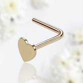 14Karat Yellow Gold Heart L Shape Nose Stud. Nose Piercing. Nose Ring.