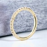 14Karat Yellow Gold Clear Gem Hinged Septum, Cartilage, Helix, Tragus Clicker Ring