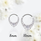 16G Silver Tiara Shaped Sparkling Stones Seamless Hinged Septum Clicker Ring