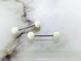 Pair of 14G Matte Finish Neon White Ball End Nipple Barbell. Nipple Piercing. Nipple Rings. Nipple Jewelry