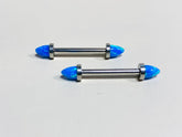 14G Implant Grade Titanium Internally Threaded Blue Opal Ends Nipple Barbell. Nipple Piercings. Nipple Rings. Nipple Jewelry.