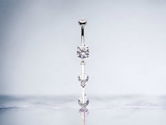 14G Silver Classic Dangling Belly Button Ring