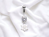 Dainty Silver Fresh Water Cultured Pearls Dangling Belly Button Ring