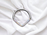 16G White Opal Chevron Shaped Septum Ring. Septum Piercing. Septum Ring. Septum Jewelry.