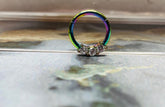 16G Rainbow Clear Stone Septum Clicker. Septum Ring. Septum Piercing. Septum Jewelry.