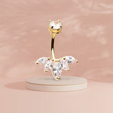 Dainty Gold Lotus Design Belly Button Ring • Simple Belly Ring Jewelry •