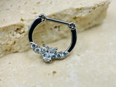 16G Silver Heart Gem Septum Clicker Ring • Septum Piercing •
