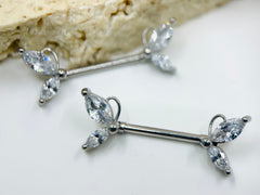 14G Silver Butterfly Nipple Piercing Rings, Nipple Jewelry, Nipple Barbells