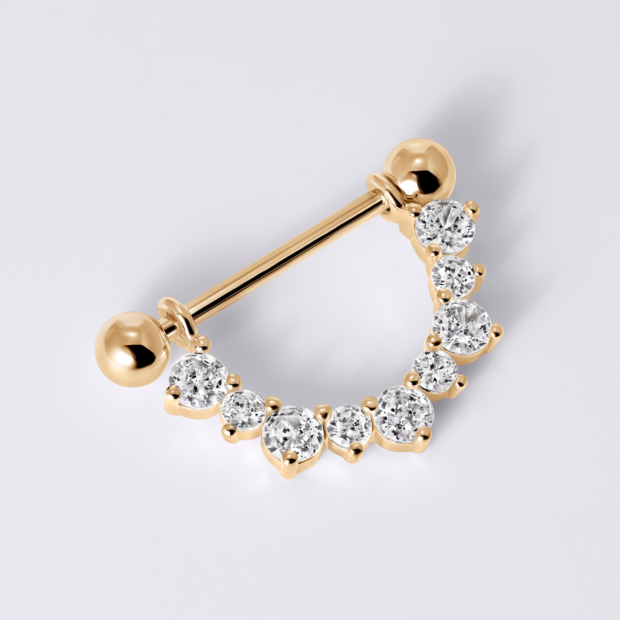 Elegant Gem Drop Nipple Piercing Barbell