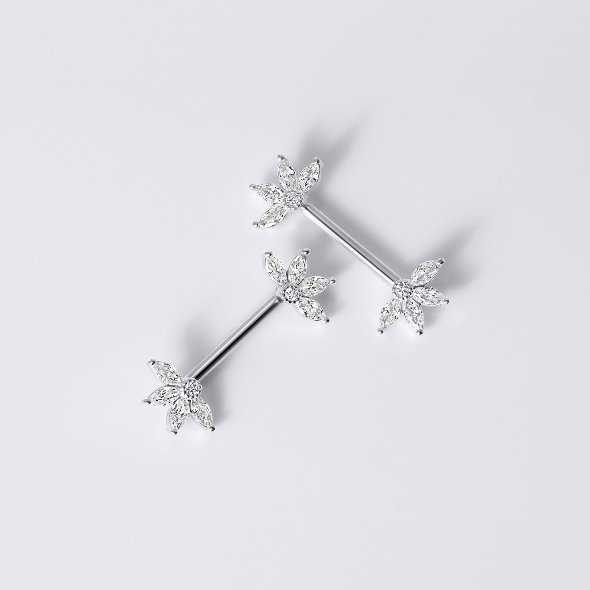 Marquise Flower Push Pin Nipple Ring