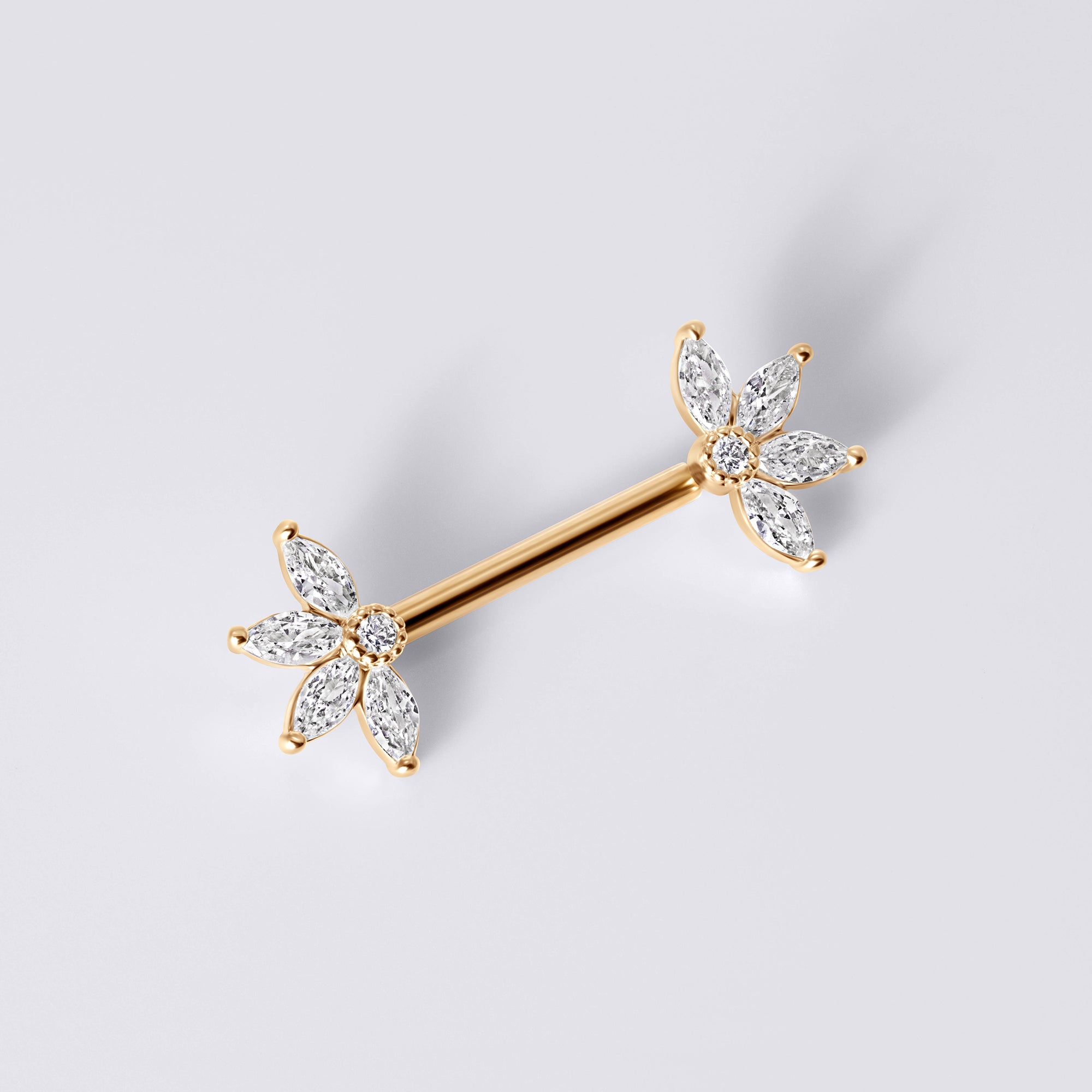 Marquise Flower Push Pin Nipple Ring