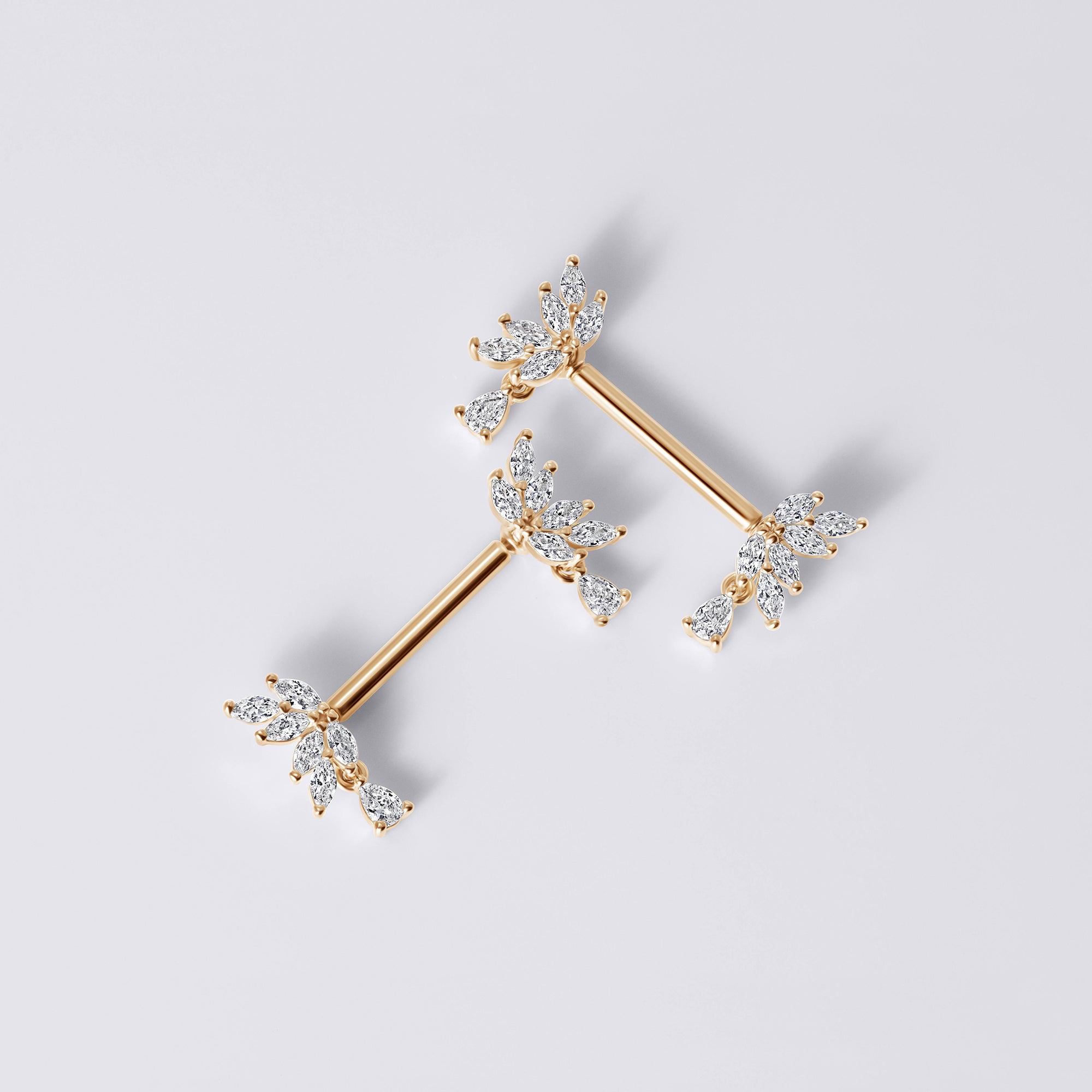 Flower Dangle Push Pin Nipple Ring