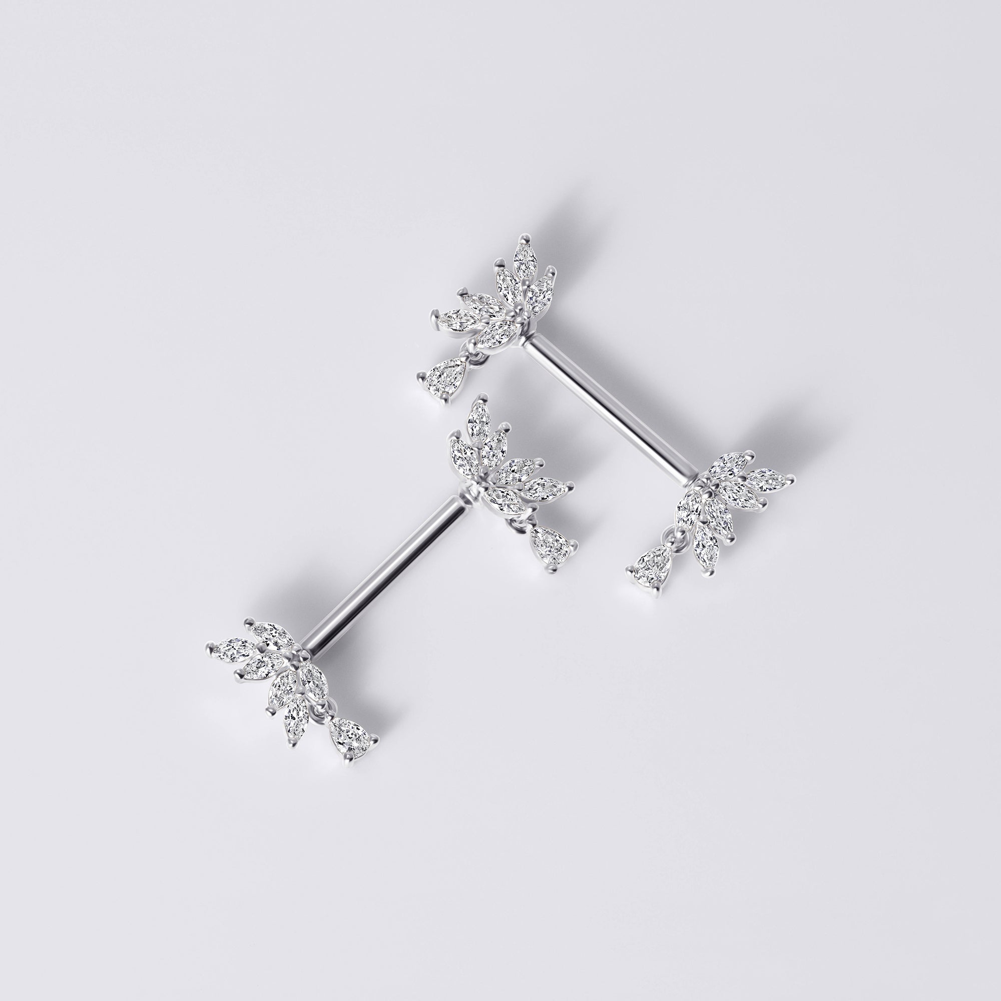Flower Dangle Push Pin Nipple Ring