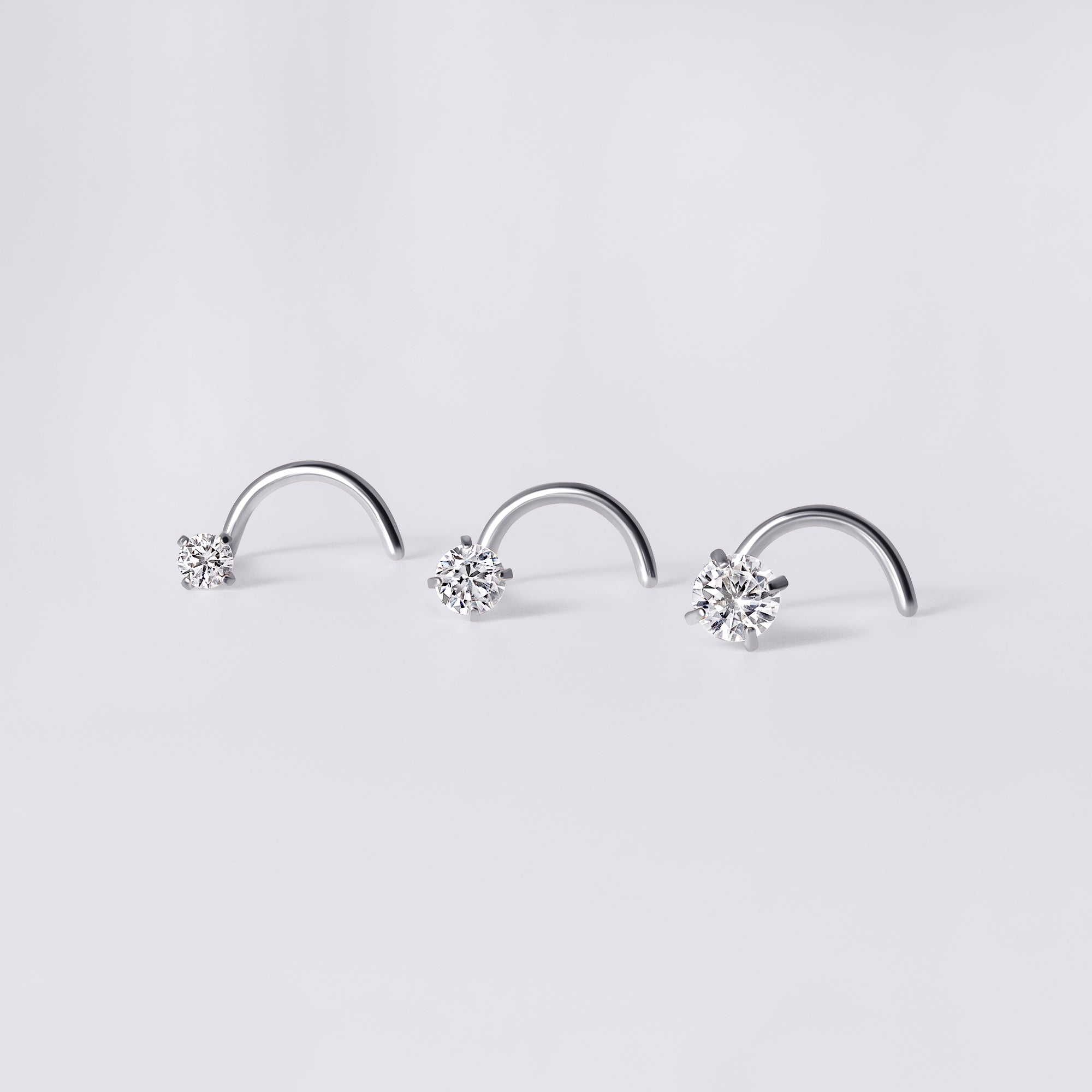 Round Gem Corkscrew Nose Stud