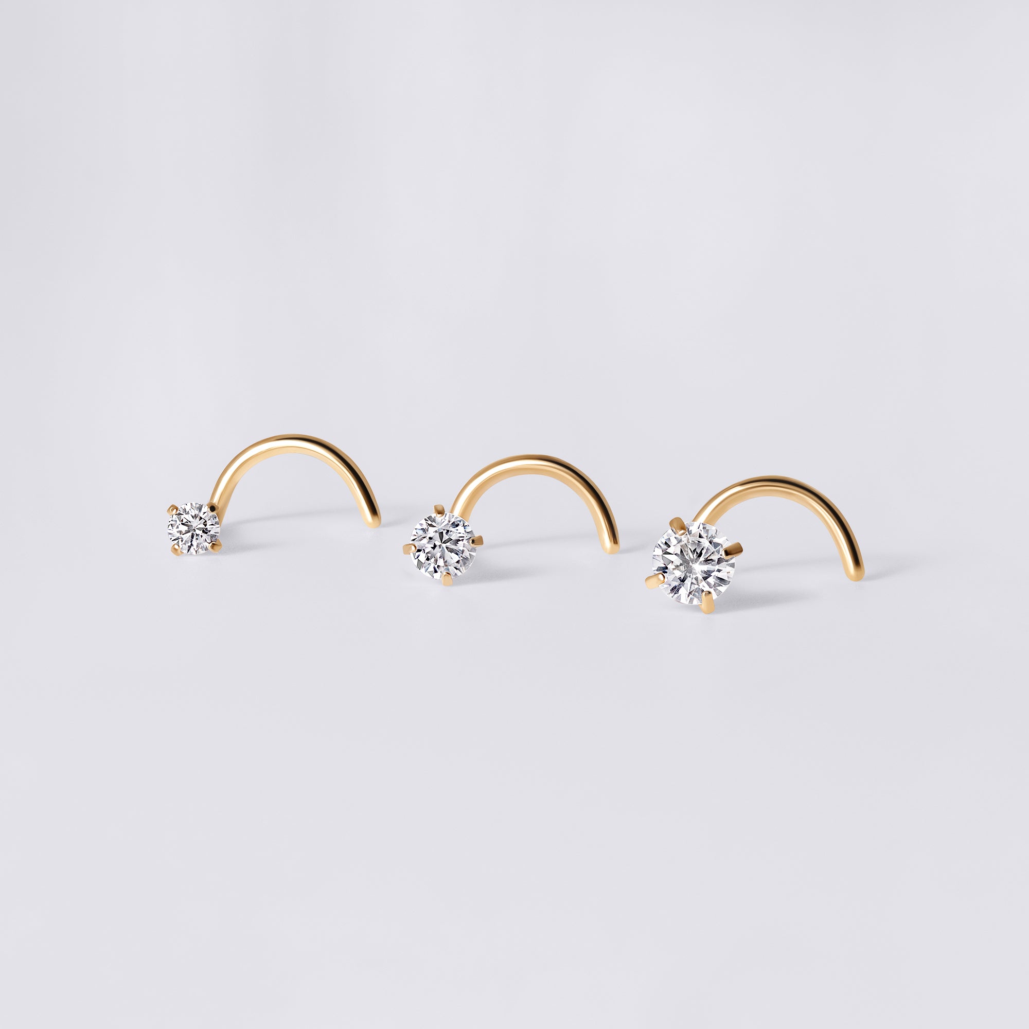 Round Gem Corkscrew Nose Stud