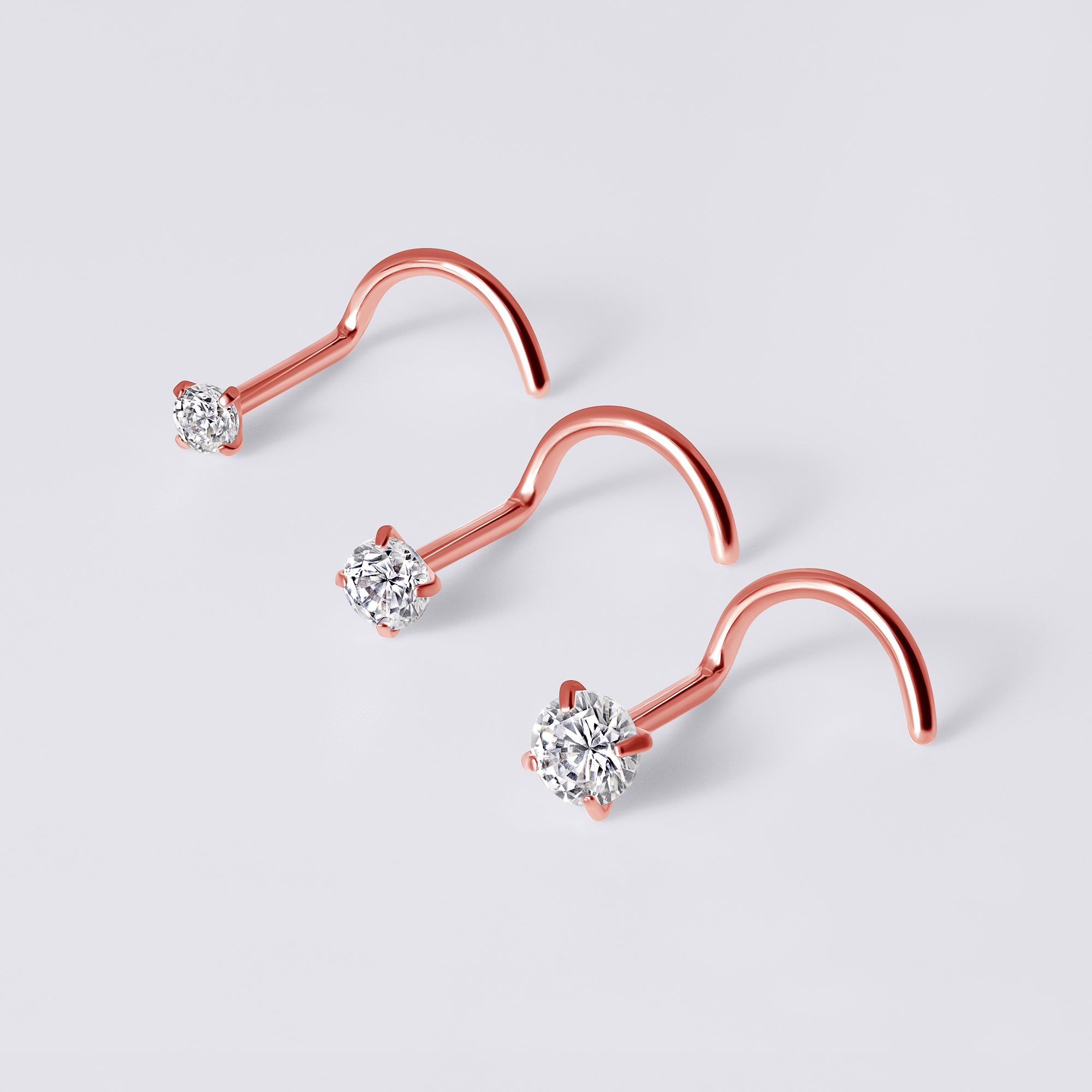 Round Gem Corkscrew Nose Stud