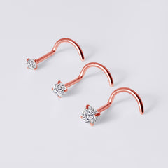 Round Gem Corkscrew Nose Stud