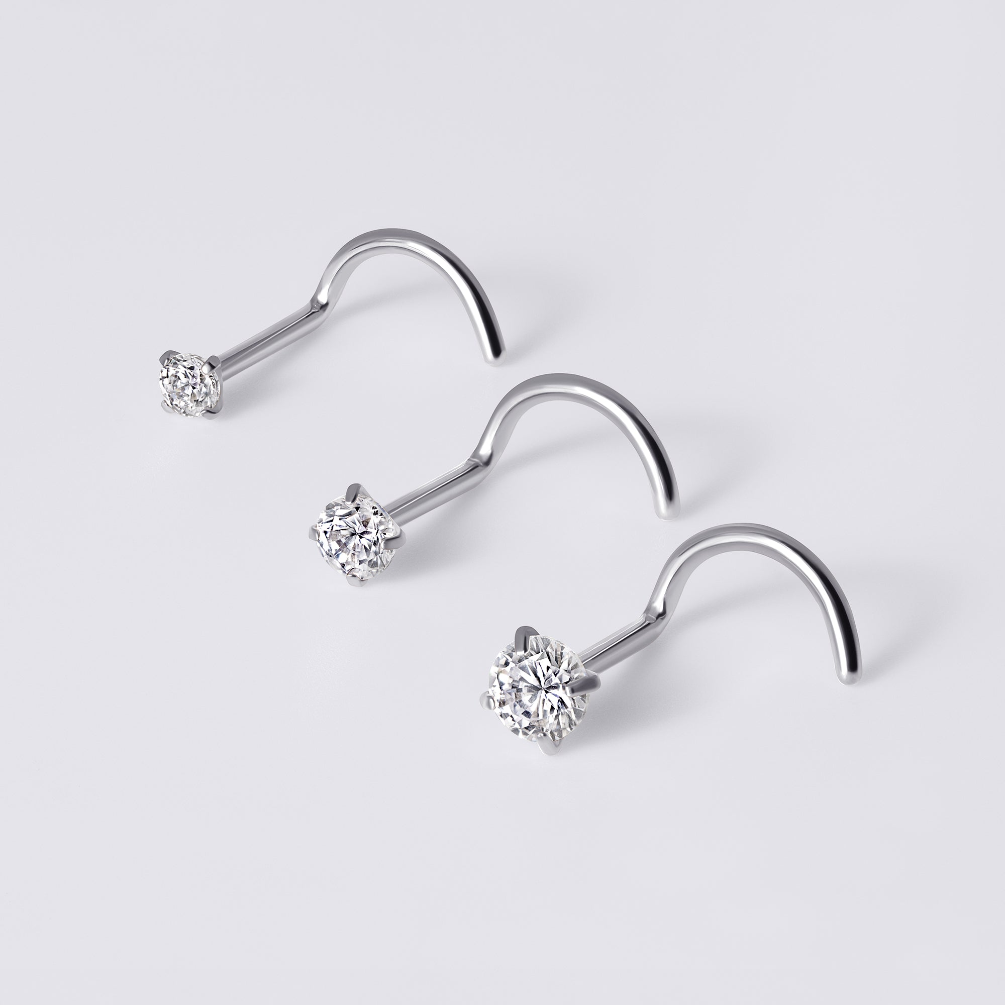 Round Gem Corkscrew Nose Stud