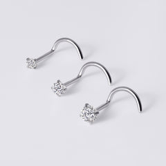 Round Gem Corkscrew Nose Stud