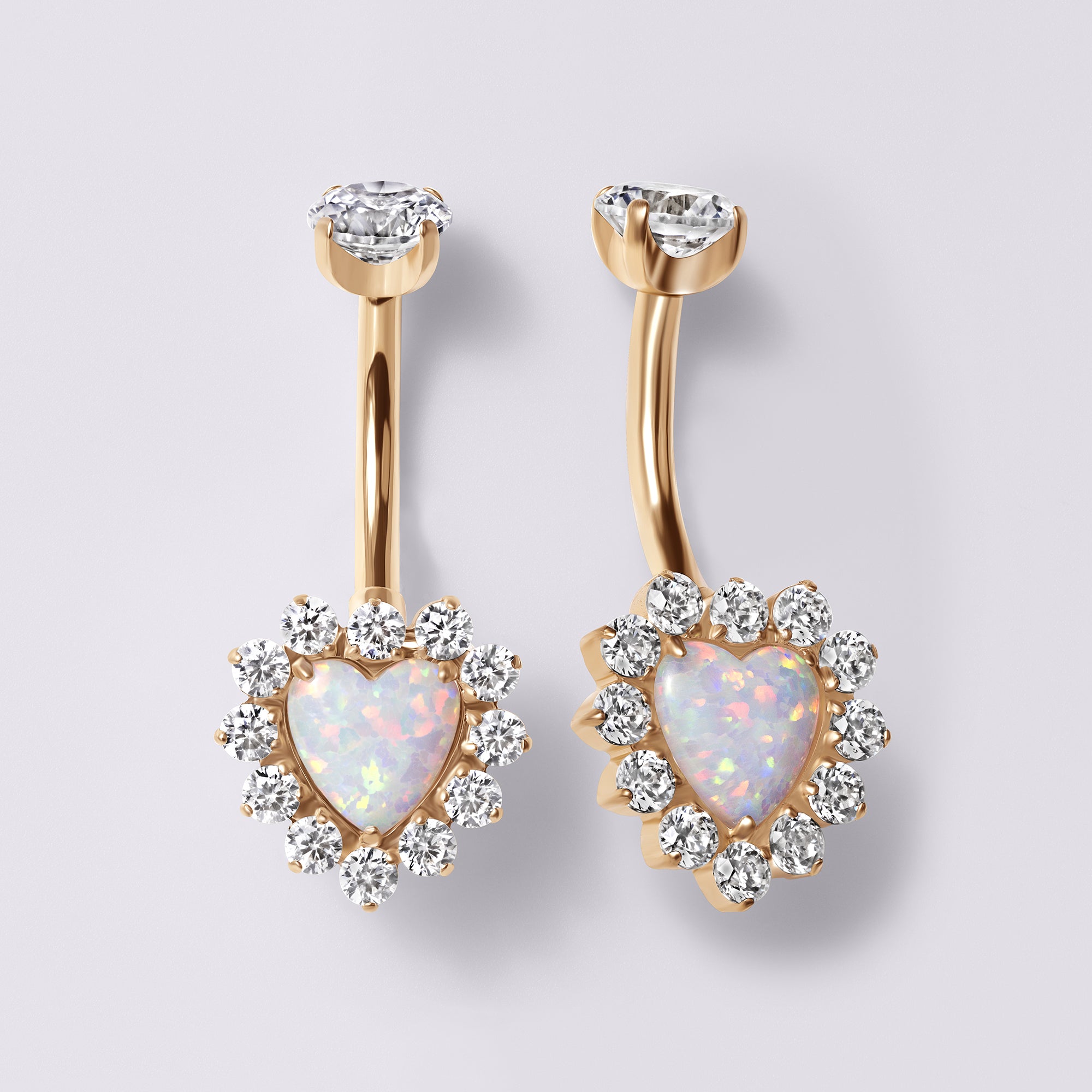 Opal Heart Belly Button Ring