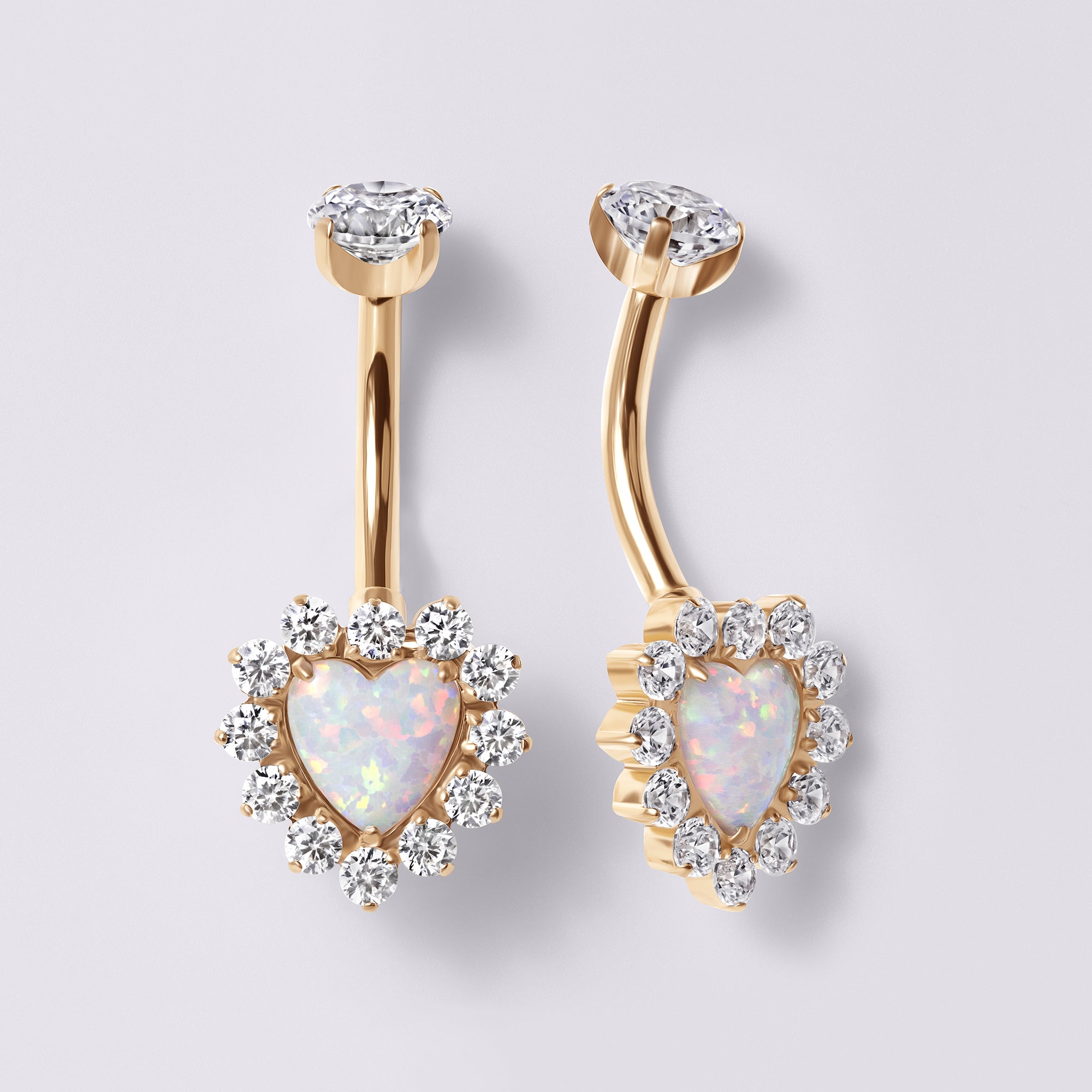 Opal Heart Belly Button Ring