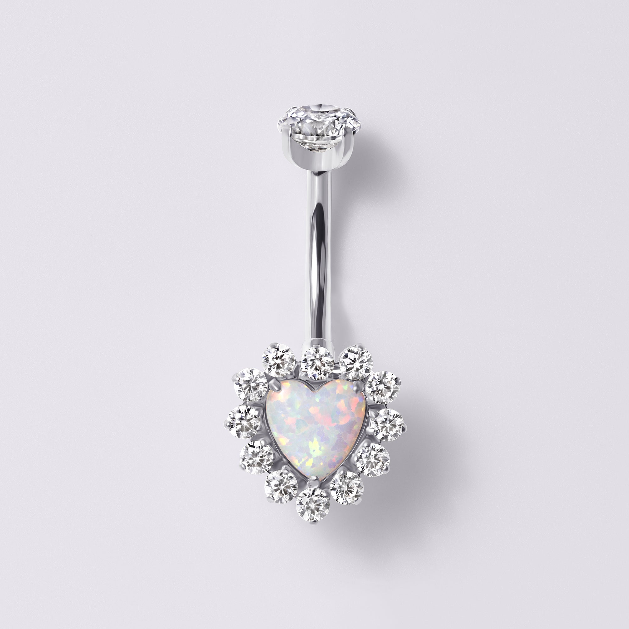 Opal Heart Belly Button Ring