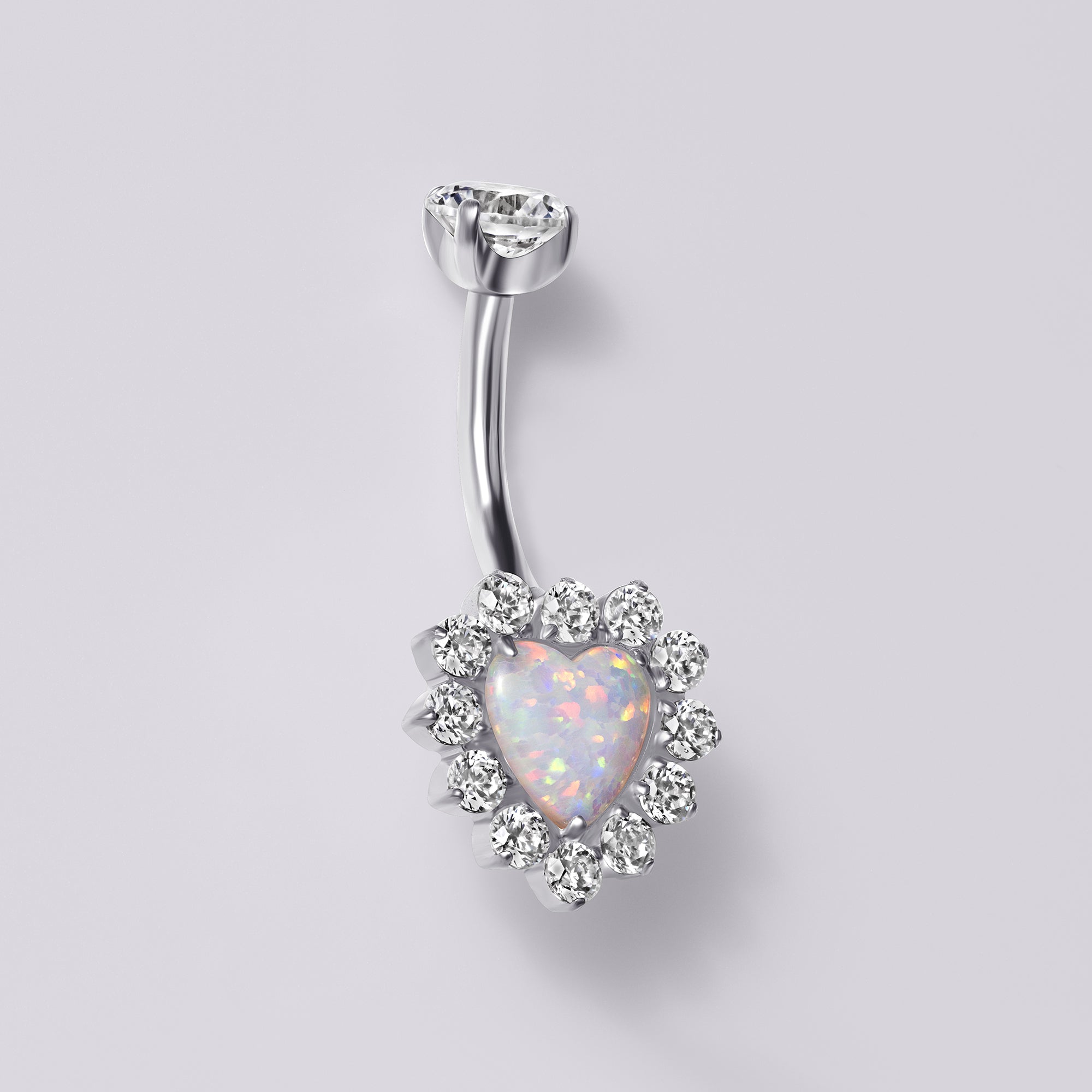 Opal Heart Belly Button Ring