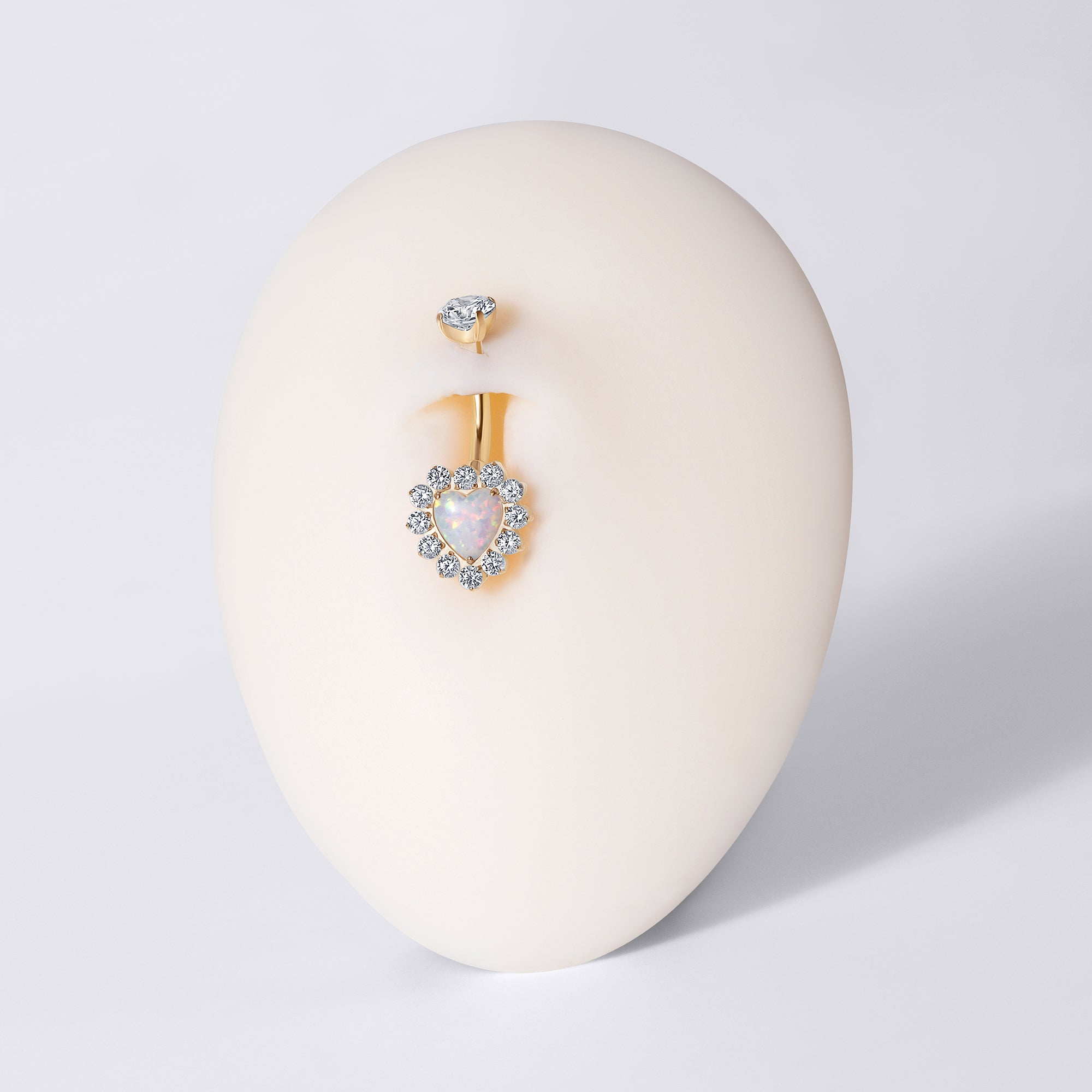 Opal Heart Belly Button Ring