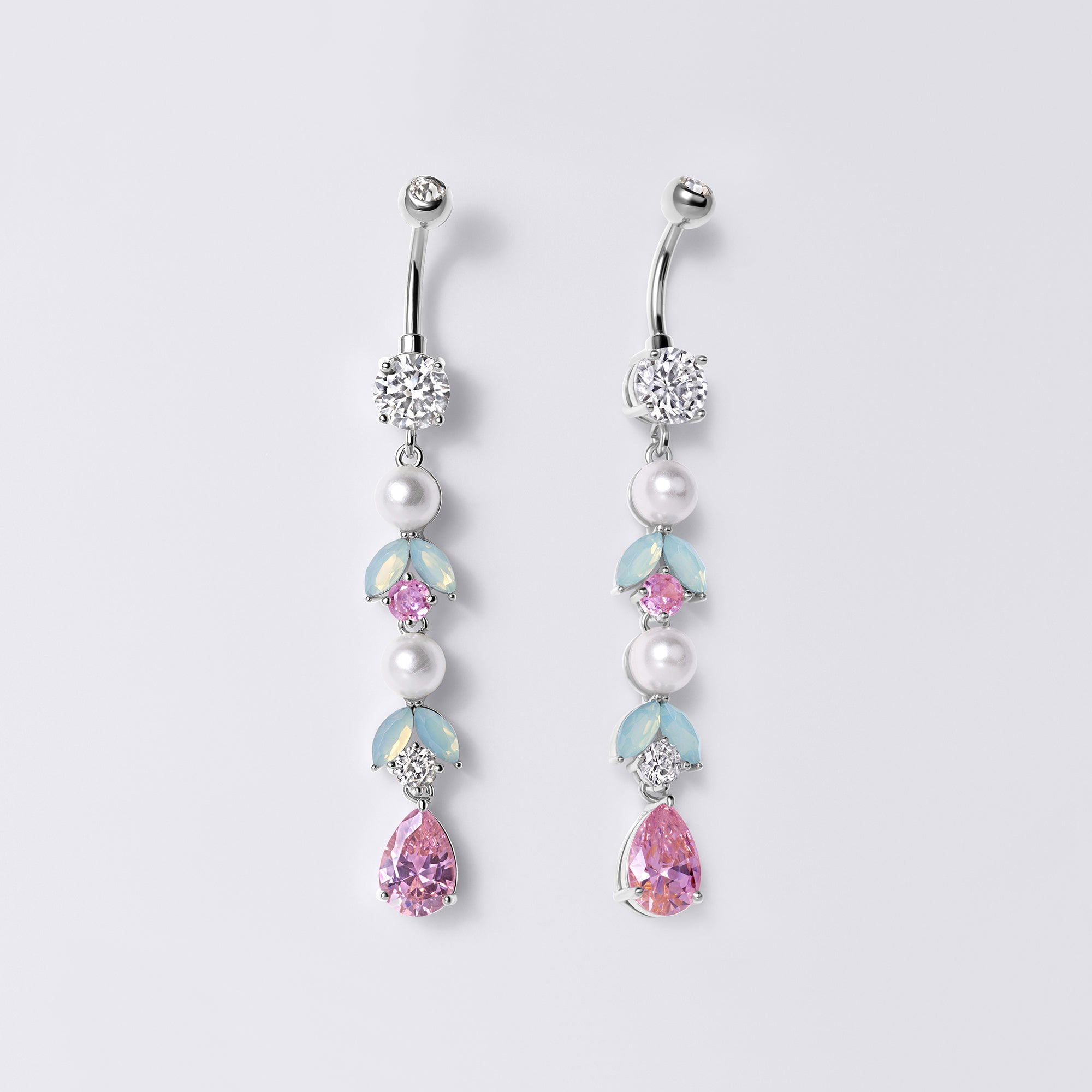 Pearl Leaf Drop Belly Button Ring